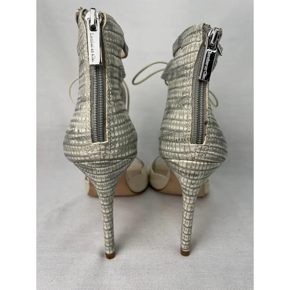 Louise Et Cie High Heels Womens 9M Sandals Beige Strappy Open Toe Stilettoes